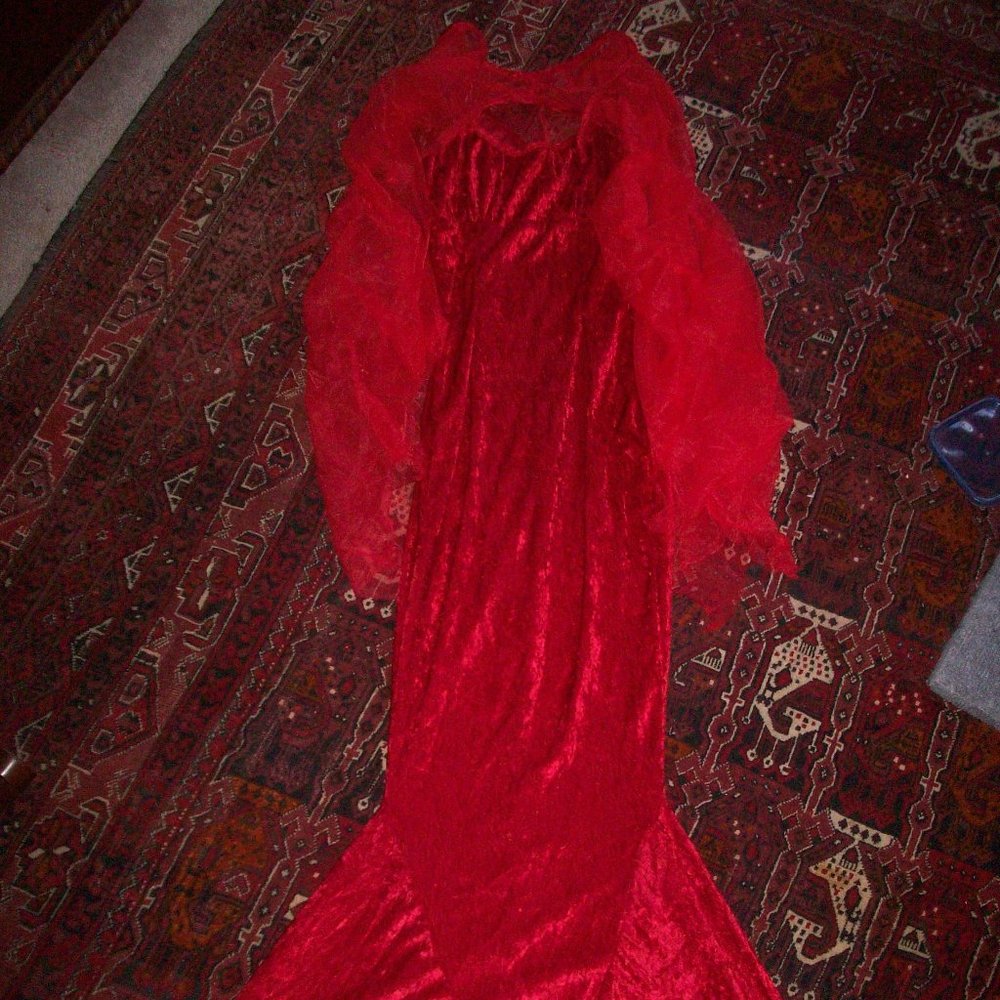 Charades Womens Costume Devil Diva Adult S (fits size 2/3) Long Bodycon Dress